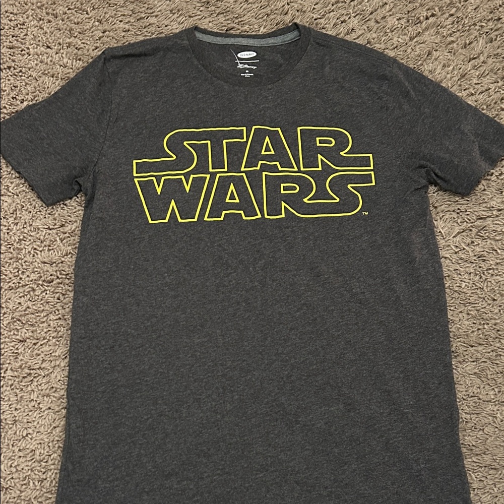 Old Navy Dark Gray Star Wars T-Shirt with Yellow Outline